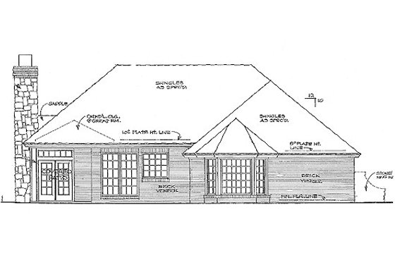 Exterior - Rear Elevation for Traditional House Plan #310-910 - 3 bed, 2.5 bath