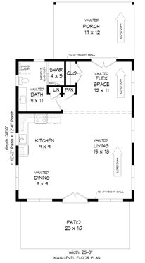 Floor Plan - Main Floor for Modern House Plan #932-425, 1 bath