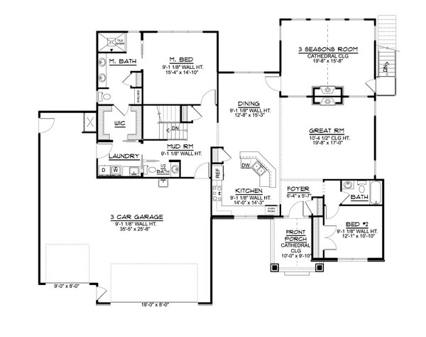 Architectural House Design - Ranch Floor Plan - Main Floor Plan #1064-251