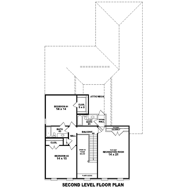 Colonial Floor Plan - Upper Floor Plan #81-1591