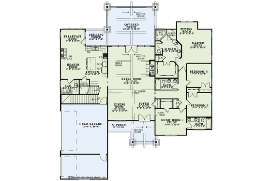 Floor Plan - Main Floor for Craftsman House Plan #17-3316 - 6 bed, 4.5 bath