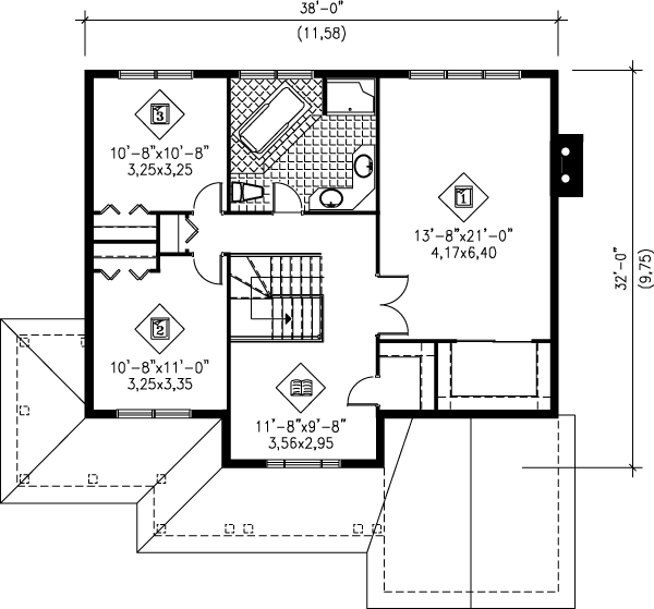 Farmhouse Floor Plan - Upper Floor Plan #25-212