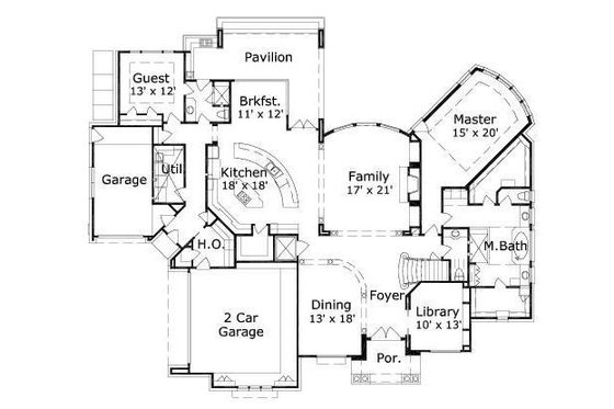 Floor Plan - Main Floor for Traditional House Plan #411-635 - 4 bed, 4.5 bath