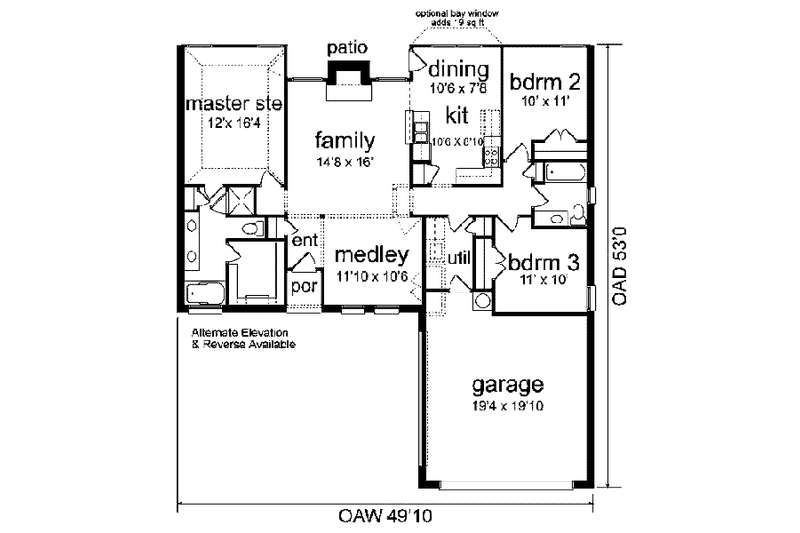House Blueprint - Floor Plan - Main Floor for Traditional House Plan #84-110 - 3 bed, 2 bath