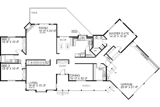 Floor Plan - Main Floor for Ranch House Plan #60-194 - 3 bed, 2 bath