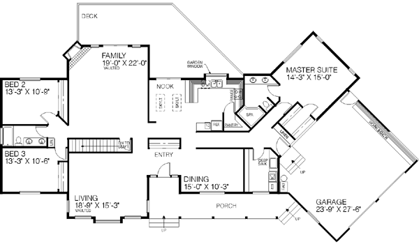 House Design - Ranch Floor Plan - Main Floor Plan #60-194