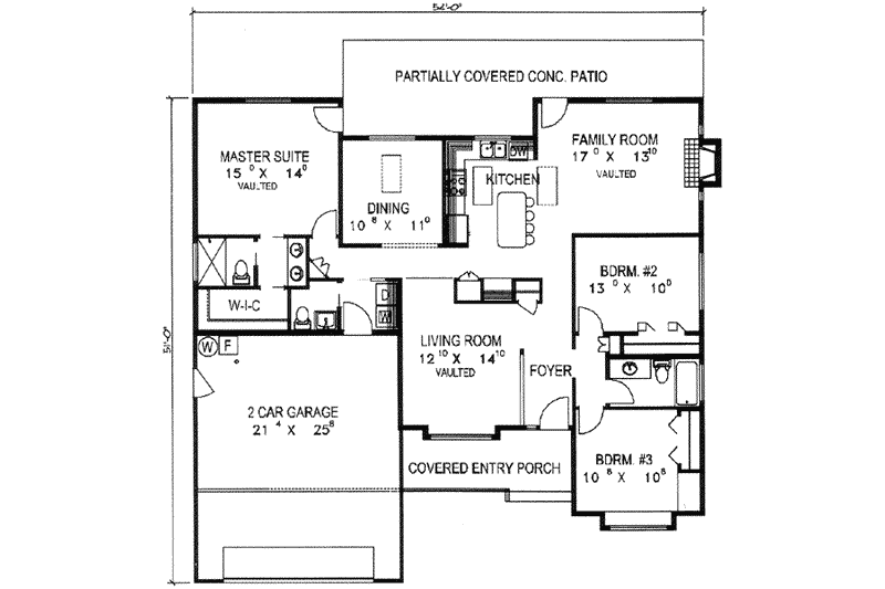 Dream House Plan - Floor Plan - Main Floor for Ranch House Plan #117-191 - 3 bed, 2 bath