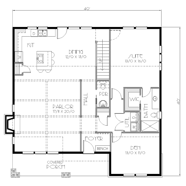 Bungalow Floor Plan - Main Floor Plan #423-24
