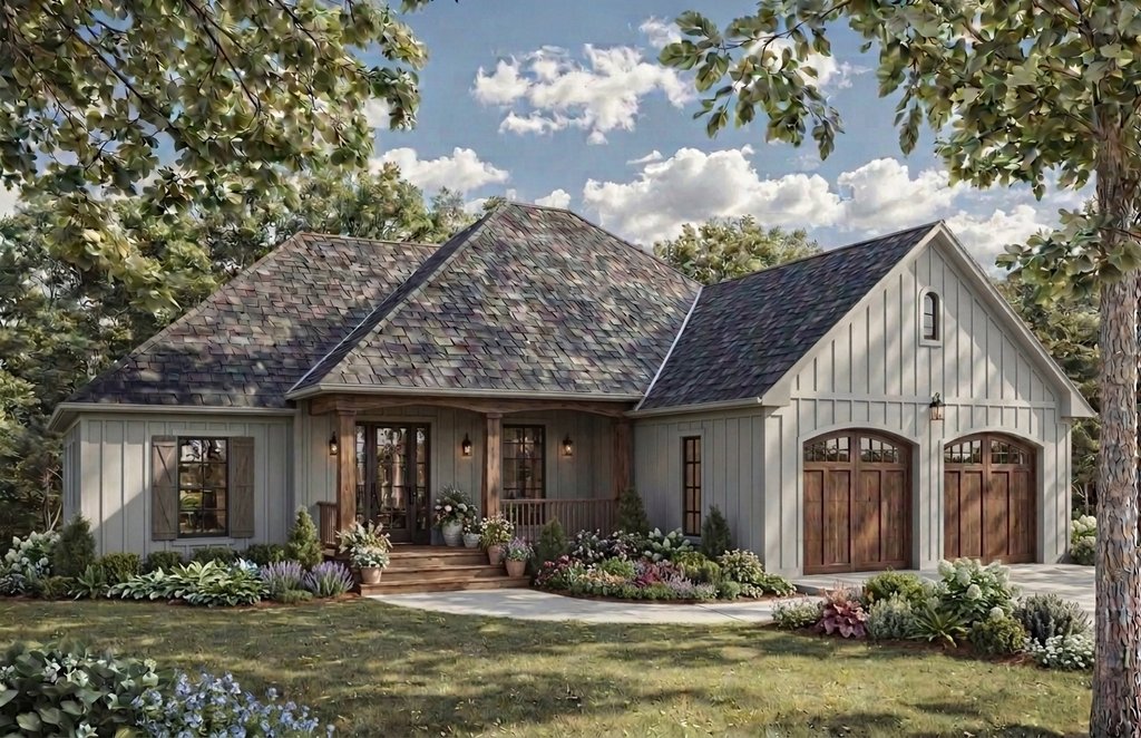 Exterior - Front Elevation 2 for Ranch House Plan #21-670 - 4 bed, 3 bath