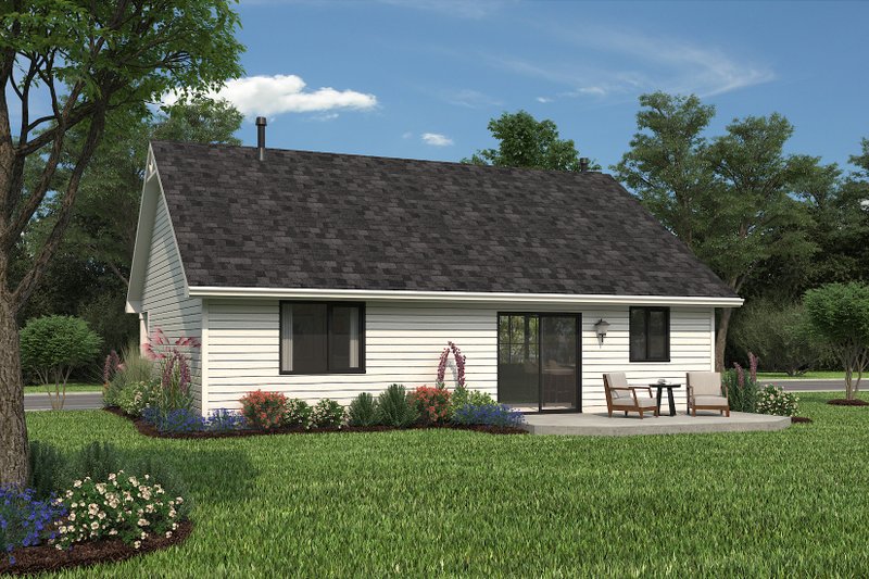 Dream House Plan - Exterior - Rear Elevation 1 for Ranch House Plan #18-327 - 2 bed, 1 bath