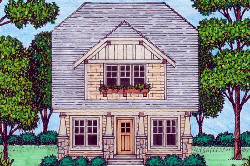 Dream House Plan - Tudor Exterior - Front Elevation Plan #413-873