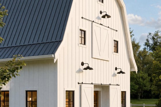 Exterior - Front Elevation 4 for Barndominium House Plan #1114-123 - 1 bed, 1 bath