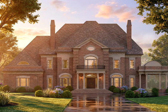 Exterior - Front Elevation 3 for Colonial House Plan #119-161 - 5 bed, 6.5 bath