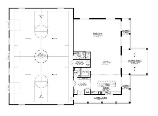 Dream House Plan - Floor Plan - Main Floor for Barndominium House Plan #1064-505 - 1 bed, 2.5 bath