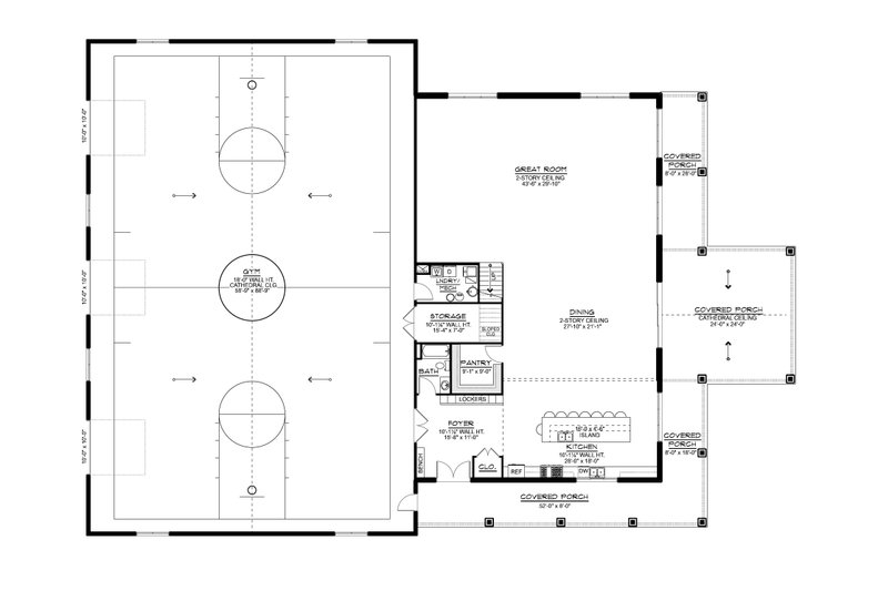 Dream House Plan - Floor Plan - Main Floor for Barndominium House Plan #1064-505 - 1 bed, 2.5 bath