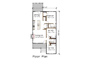 Floor Plan - Main Floor for Traditional House Plan #79-160 - 3 bed, 2 bath