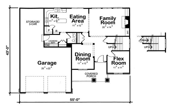 Floor Plan - Main Floor for Traditional House Plan #20-2085 - 3 bed, 2.5 bath
