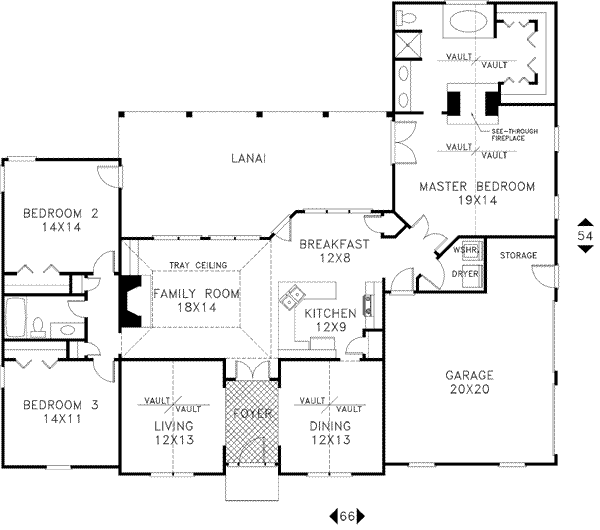 Architectural House Design - Mediterranean Floor Plan - Main Floor Plan #56-158
