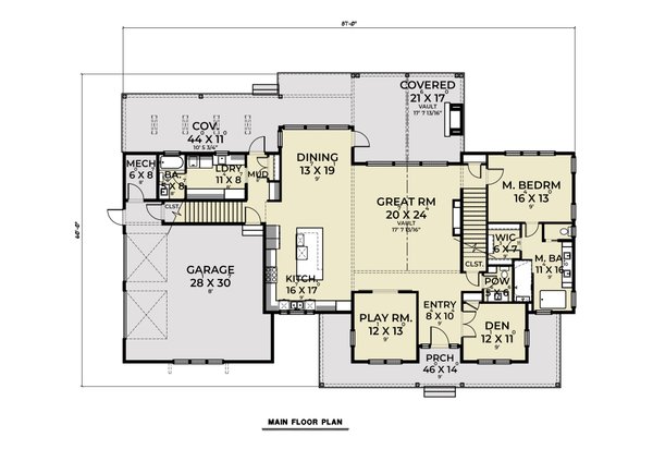 Architectural House Design - Farmhouse Floor Plan - Main Floor Plan #1070-194