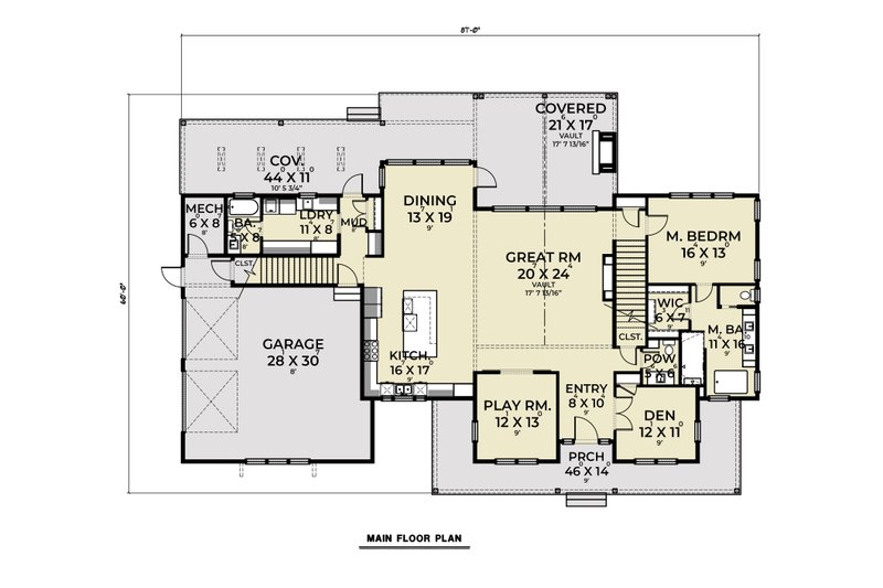 House Plan Design - Floor Plan - Main Floor for Farmhouse House Plan #1070-194 - 3 bed, 3.5 bath