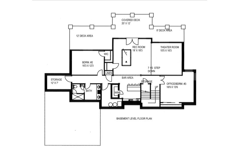 Dream House Plan - Floor Plan - Lower Floor for Craftsman House Plan #117-1110 - 3 bed, 2.5 bath