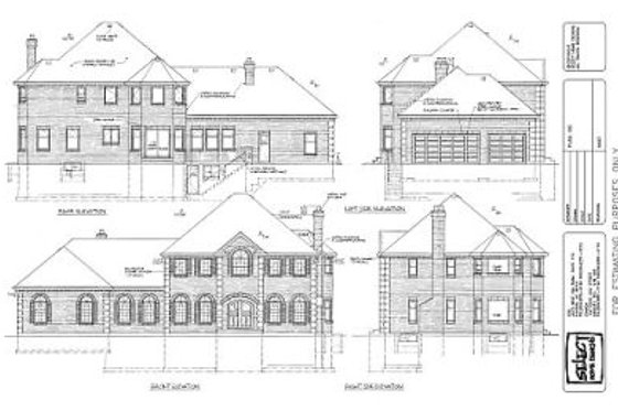 Exterior - Rear Elevation for European House Plan #47-194 - 4 bed, 3 bath