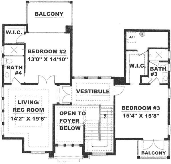 Mediterranean Floor Plan - Upper Floor Plan #27-293