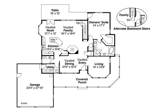 Floor Plan - Main Floor for Farmhouse House Plan #124-181 - 4 bed, 2.5 bath