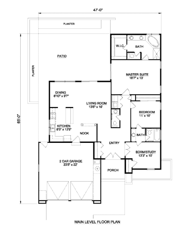 Adobe / Southwestern Floor Plan - Main Floor Plan #116-292