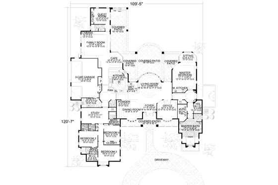 Floor Plan - Main Floor for Mediterranean House Plan #420-133 - 5 bed, 4.5 bath