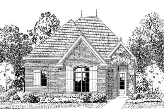 Exterior - Front Elevation for European House Plan #424-124 - 3 bed, 2 bath