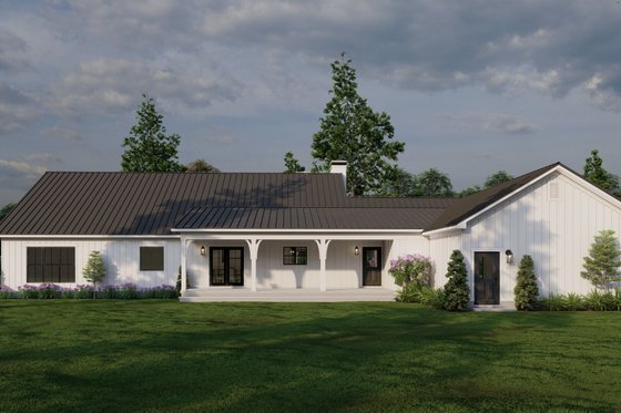 Exterior - Rear Elevation 1 for Farmhouse House Plan #923-384 - 3 bed, 3 bath