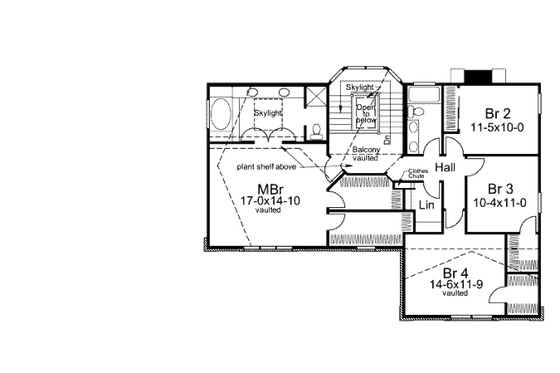 Floor Plan - Upper Floor for Colonial House Plan #57-295 - 4 bed, 2.5 bath