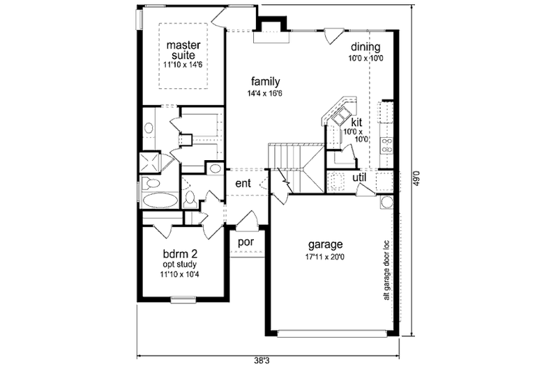 Home Plan - Floor Plan - Main Floor for Traditional House Plan #84-456 - 4 bed, 2.5 bath