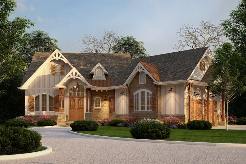 Dream House Plan - Craftsman Exterior - Front Elevation Plan #54-437