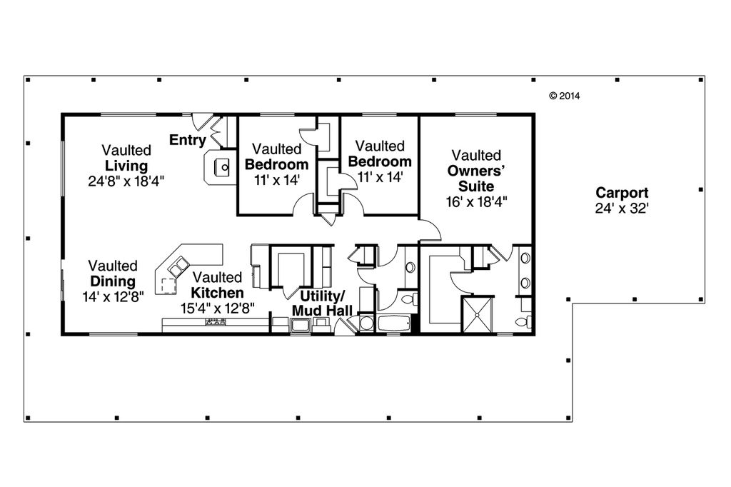 Ranch Style House Plan 3 Beds 2 Baths 2176 Sq/Ft Plan