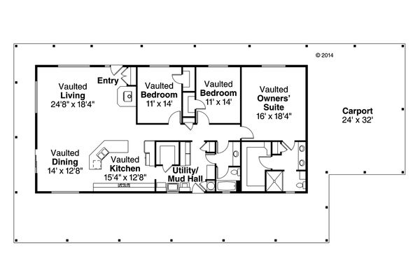 House Design - Ranch Floor Plan - Main Floor Plan #124-965