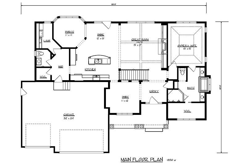 Architectural House Design - Floor Plan - Main Floor for Traditional House Plan #320-485 - 3 bed, 2.5 bath