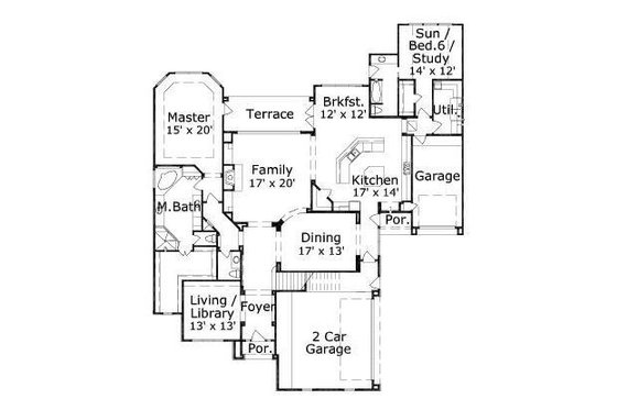 Floor Plan - Main Floor for European House Plan #411-612 - 6 bed, 4.5 bath