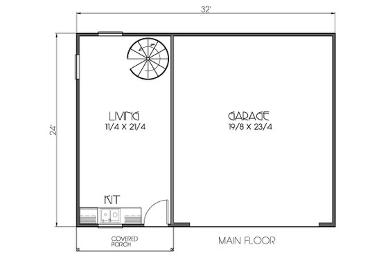 Floor Plan - Main Floor for Modern House Plan #423-58 - 1 bed, 1 bath