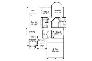 Floor Plan - Main Floor for Cottage House Plan #411-382 - 3 bed, 2 bath