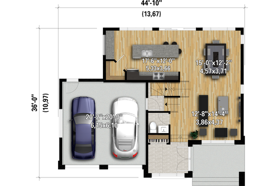 Floor Plan - Main Floor for Contemporary House Plan #25-4892 - 3 bed, 2.5 bath