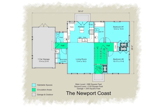 Floor Plan - Main Floor for Colonial House Plan #489-7 - 3 bed, 2.5 bath