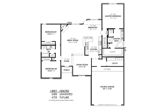 Floor Plan - Main Floor for Traditional House Plan #424-378 - 3 bed, 2 bath