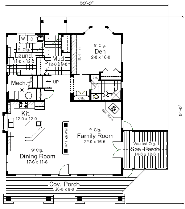 Bungalow Floor Plan - Main Floor Plan #51-366