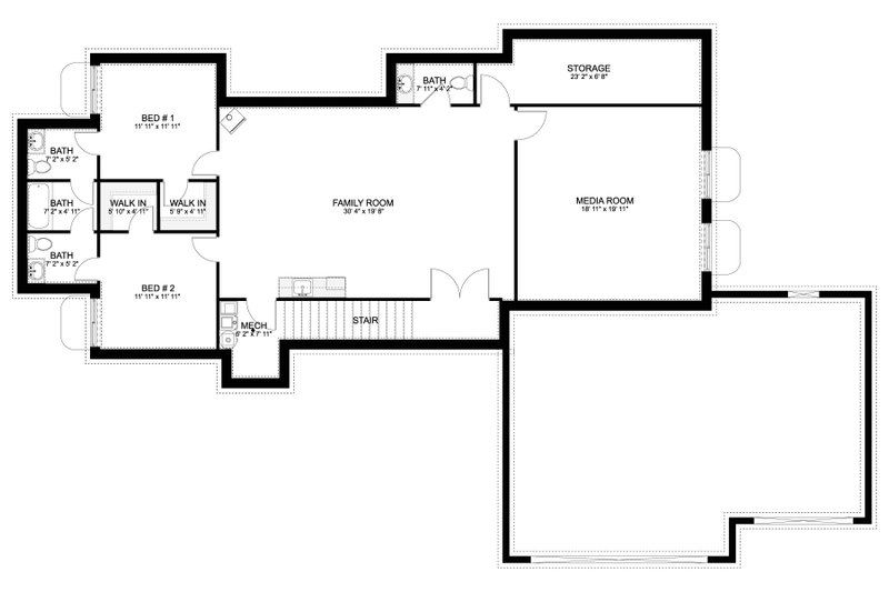 House Design - Floor Plan - Lower Floor for Contemporary House Plan #1060-273 - 3 bed, 2.5 bath