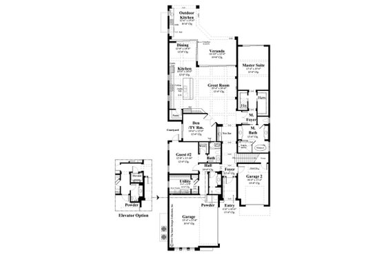 Floor Plan - Main Floor for Mediterranean House Plan #930-489 - 4 bed, 4.5 bath