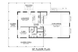 Floor Plan - Main Floor for Barndominium House Plan #1064-434 - 4 bed, 2 bath