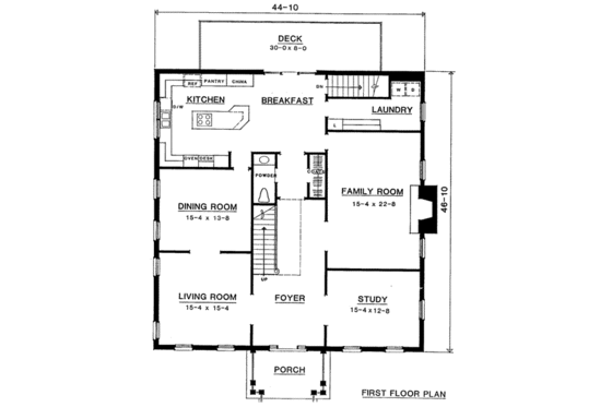 Floor Plan - Main Floor for Colonial House Plan #322-120 - 4 bed, 3.5 bath