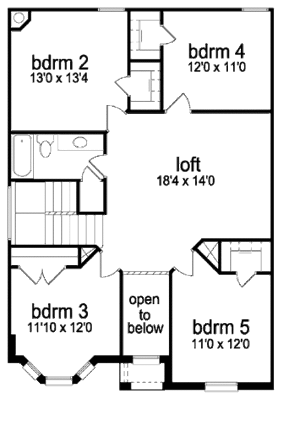 Home Plan - Traditional Floor Plan - Upper Floor Plan #84-386
